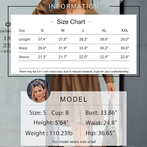 NEW Exlura Woman's Long Sleeve Elegant High Waist V-Neck Lace Up Drawstring - Picture 9 of 9